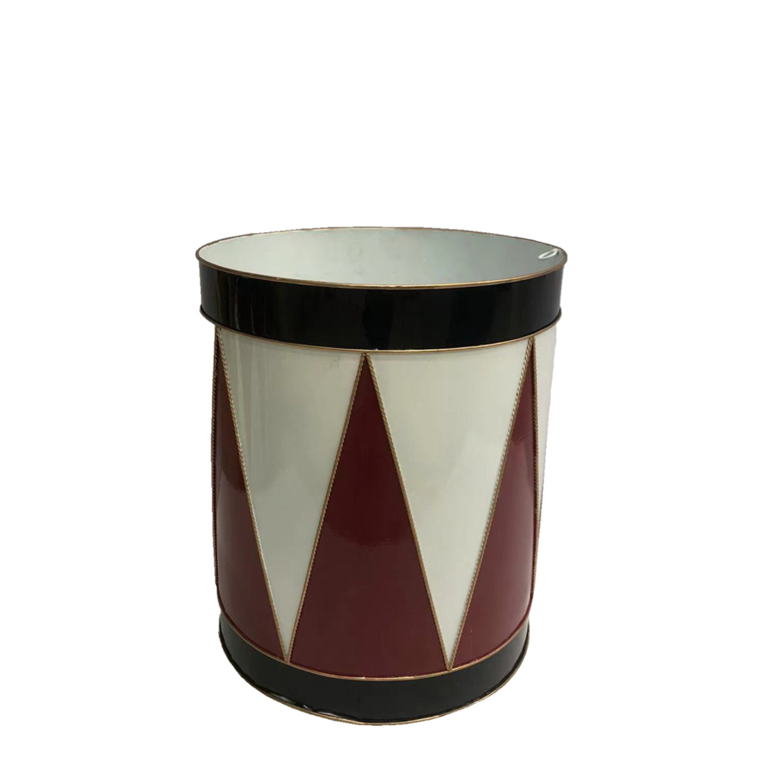 XMAS RED DRUM S DECO METAL WHITE BLACK RED 30x30xH