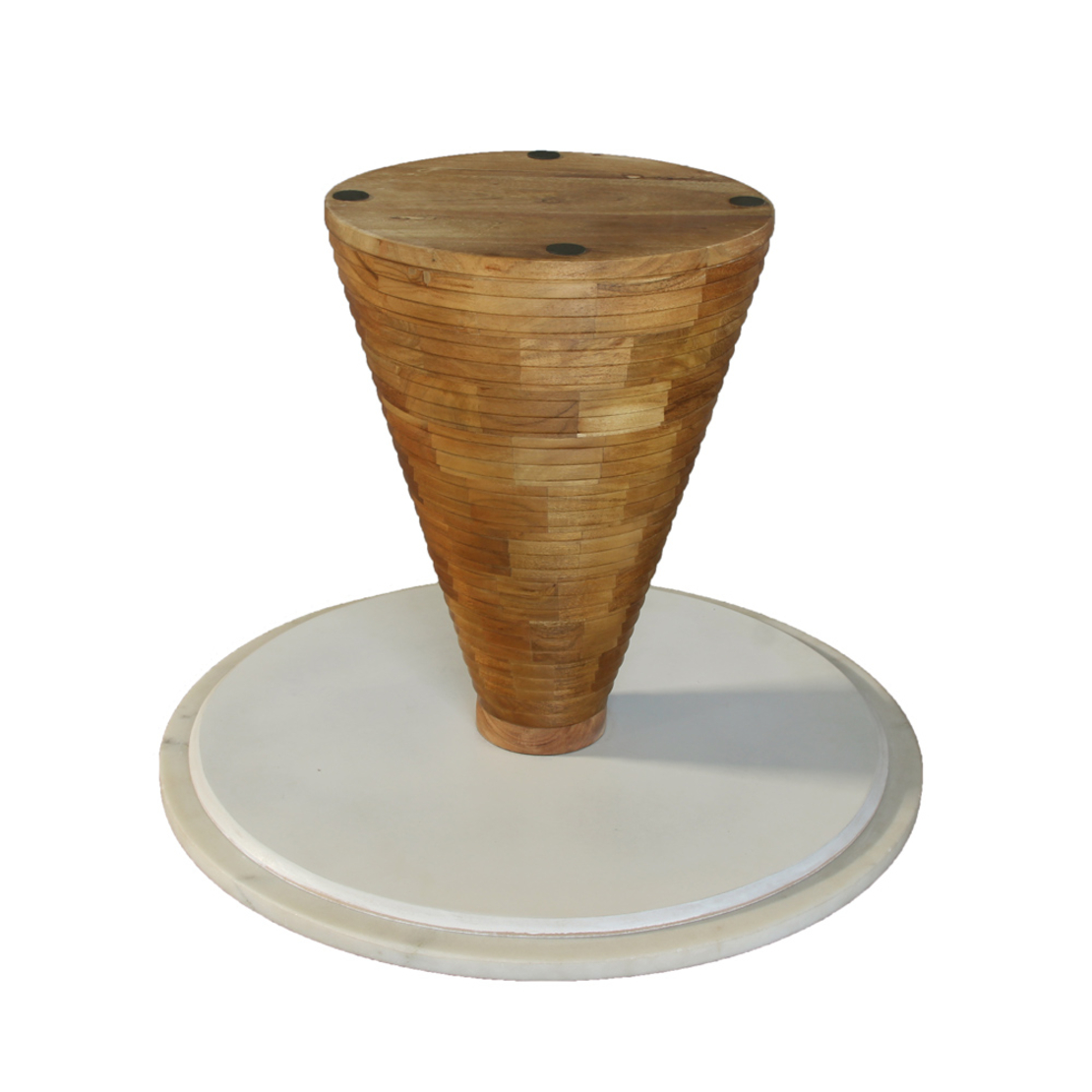 SAVOA SIDE TABLE MARBLE WHITE WOOD ACACIA WALNUT 60x60xH45cm IN