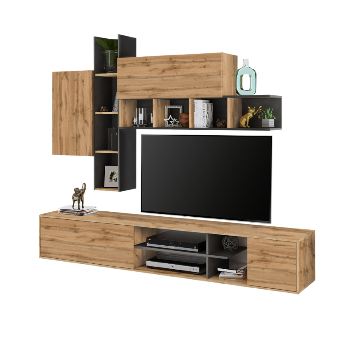 RAW WALL UNIT MELAMINE WOTAN ANTHRACITE 220x40xH200cm E1 EU