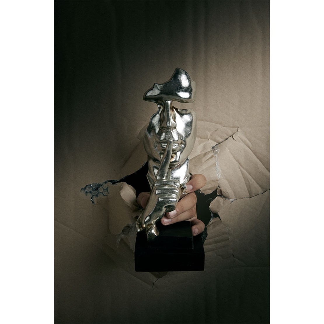 SILENT SILVER DECO SET 2PCS POLYRESIN SILVER BLACK