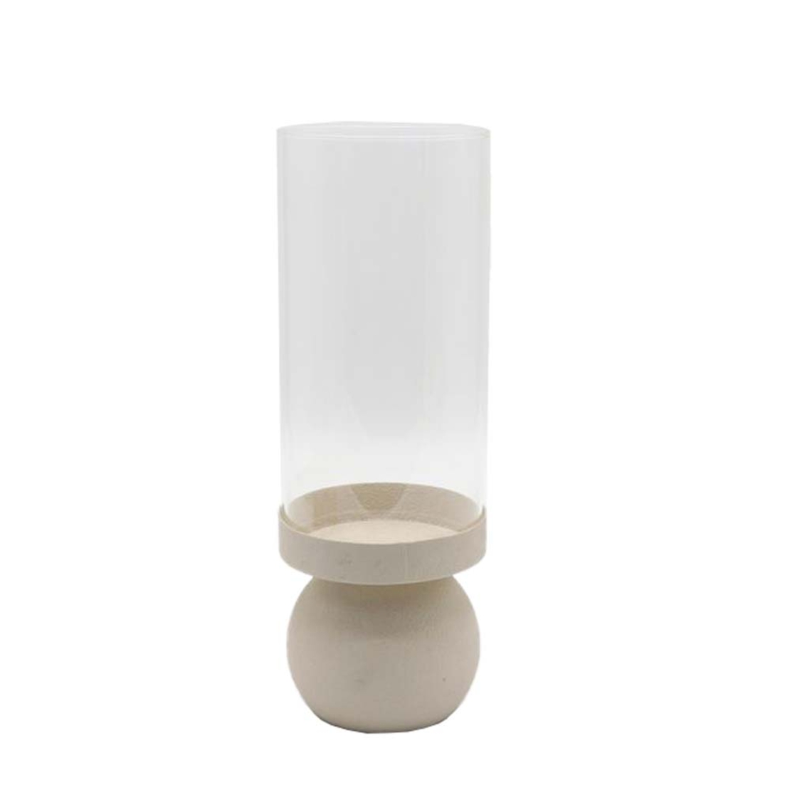 VELA CANDLE HOLDER 12.5x12.5x30 METAL BEIGE GLASS