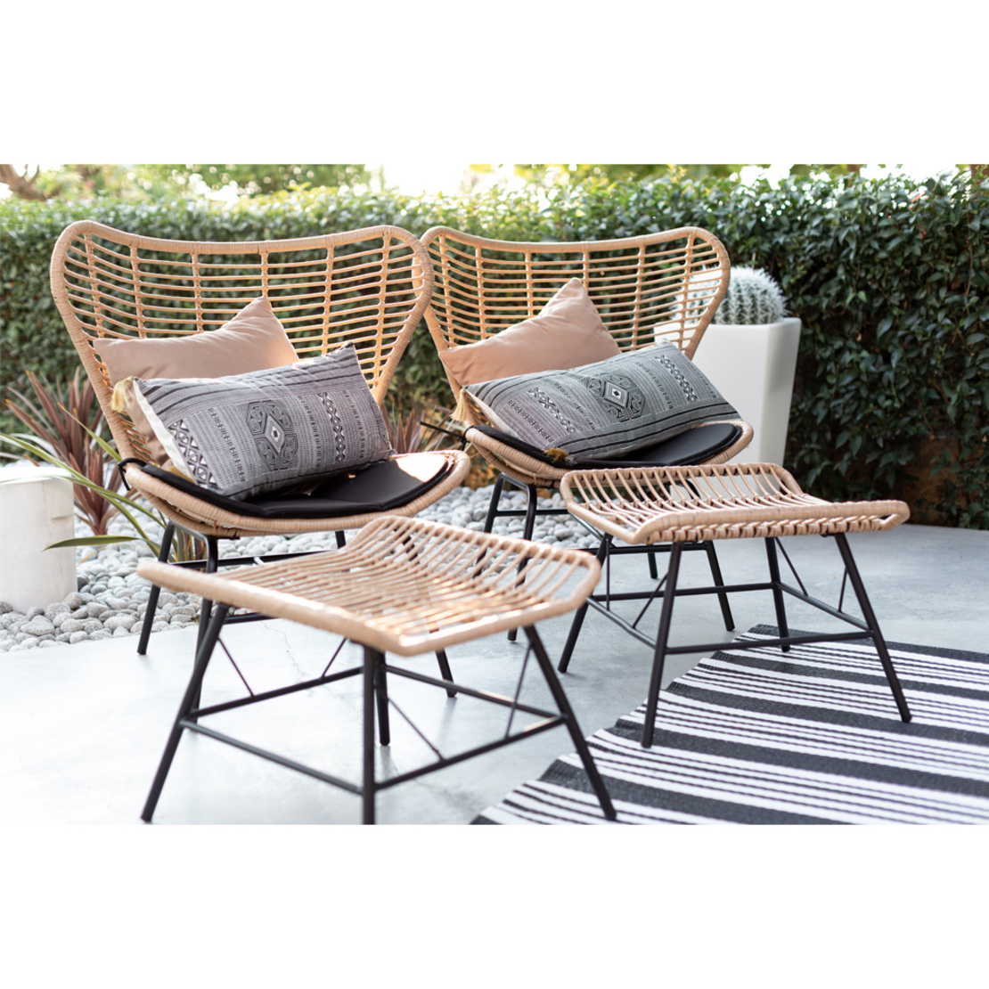 BUTTERFLY STOOL PE WOVEN NATURAL BLACK 58x59xH47,5cm PRC
