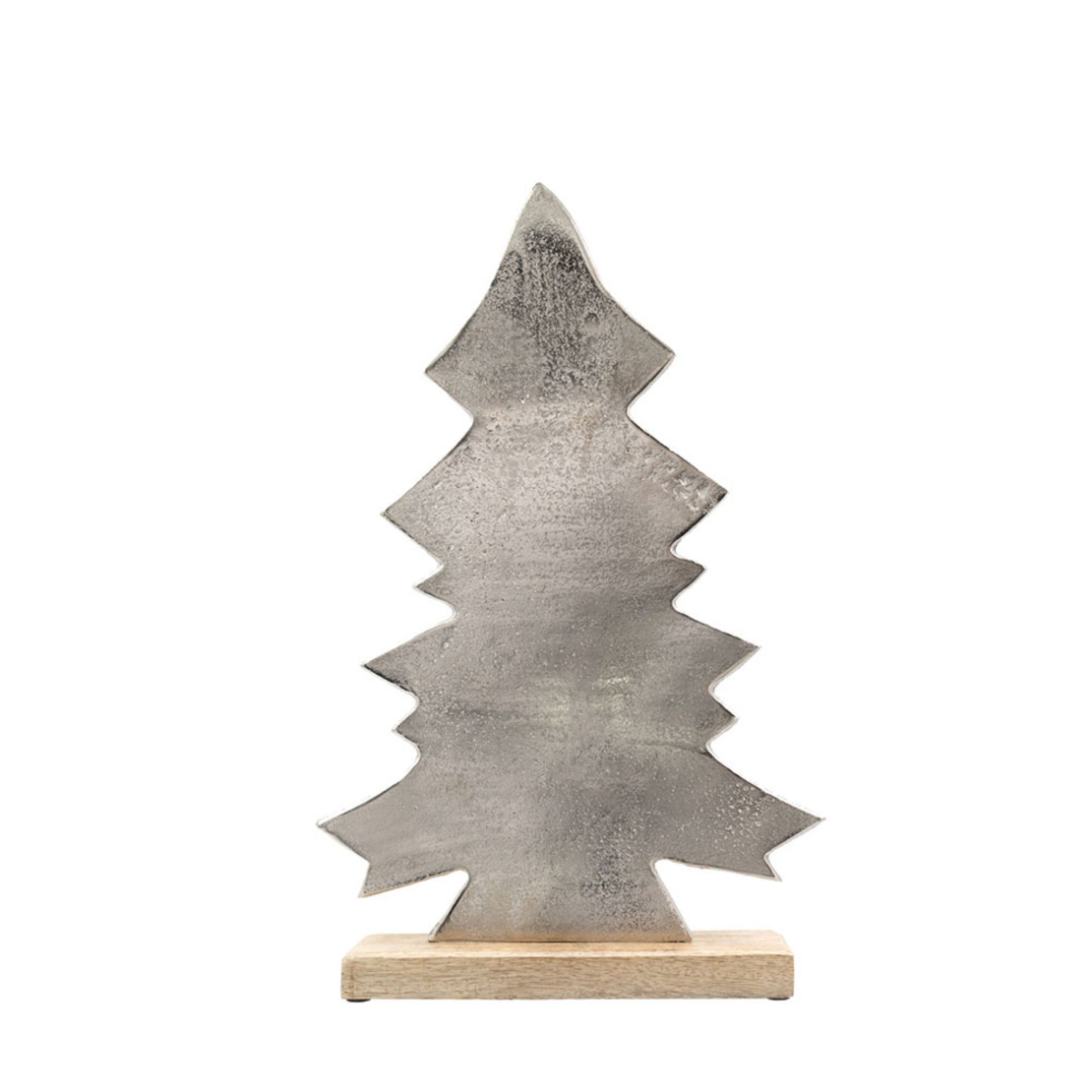 XMAS FELIZ 2 TREE WOOD ALUMINIUM SILVER 31,5x5xH48