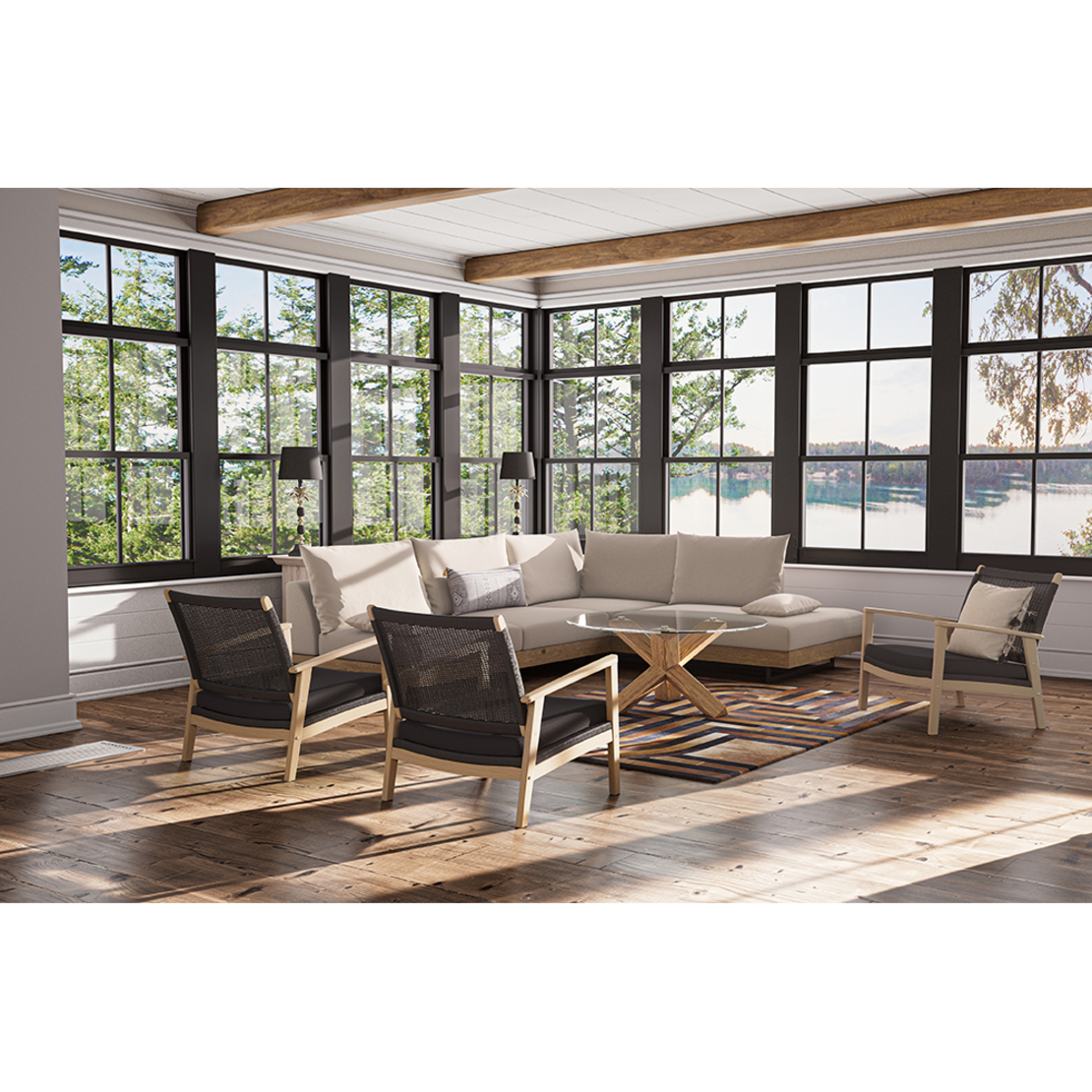 GEO CARPET LEATHER WOOL BROWN BEIGE 170x240cm IN