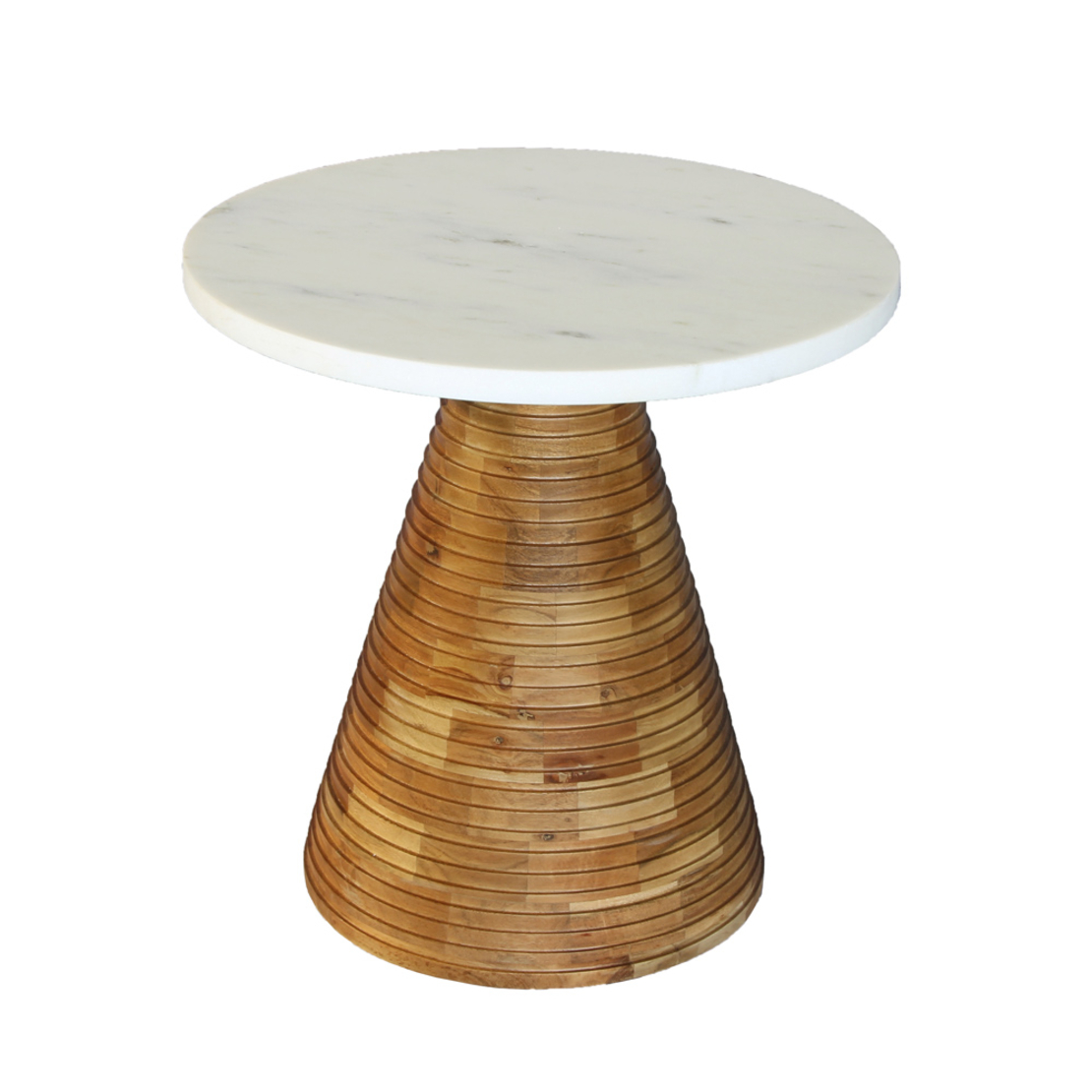 SAVOA SIDE TABLE MARBLE WHITE WOOD ACACIA WALNUT 45x45xH45cm IN
