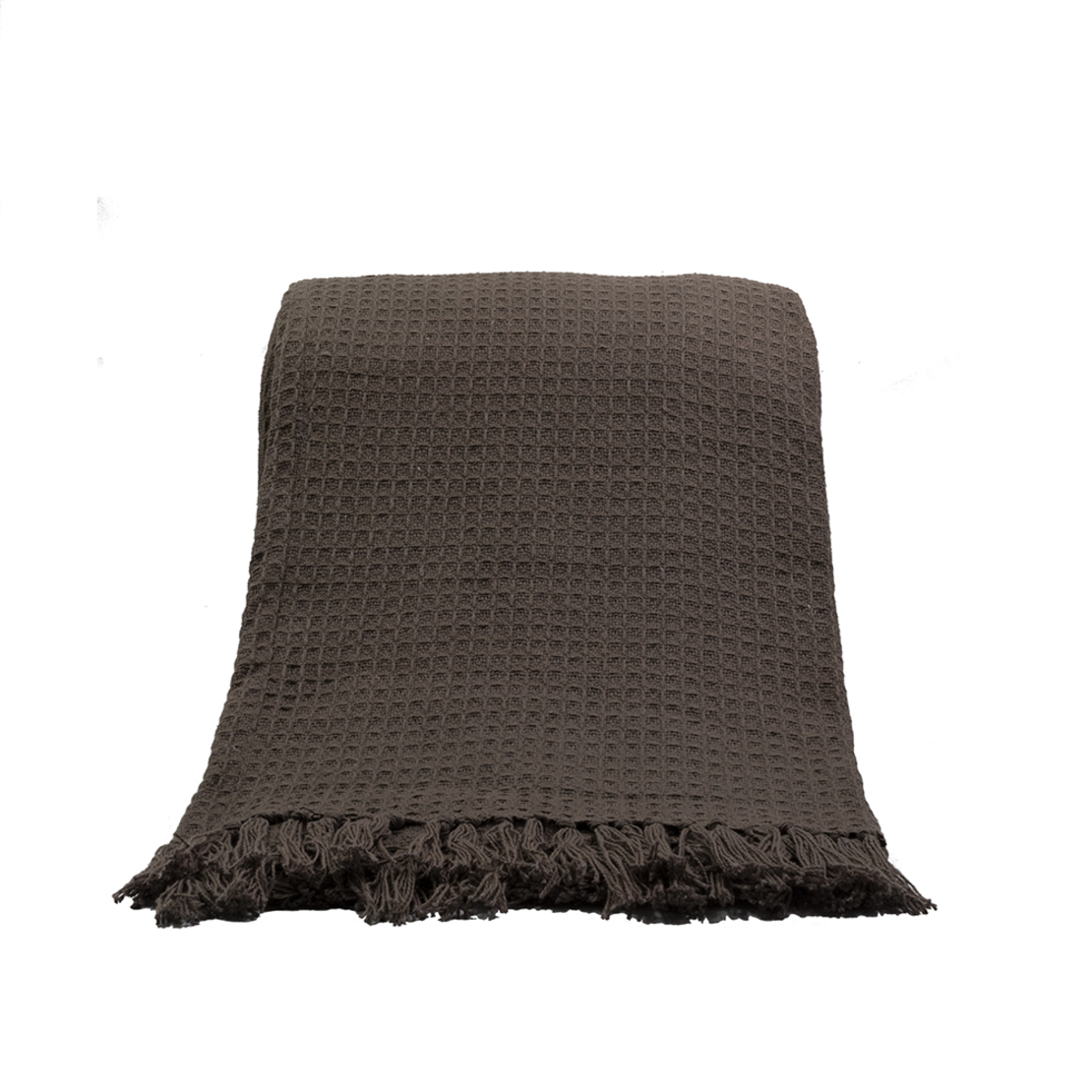 PIQUE THROW COTTON POLYESTER GREY MOCHA 130x170cm