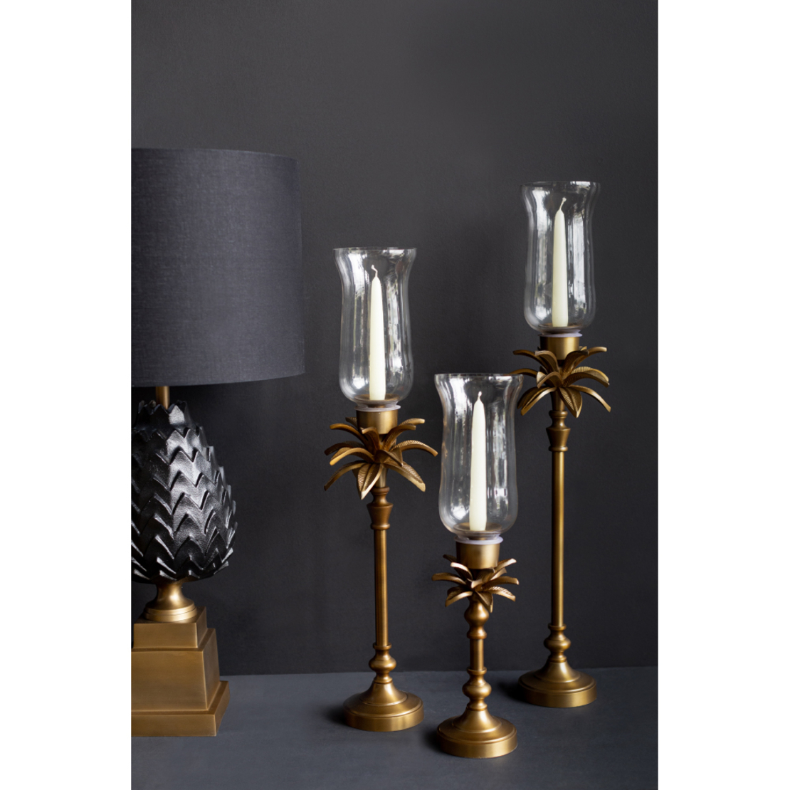 ANANIA 3 CANDLE HOLDER ALUMINIUM GLASS BRONZE D12,