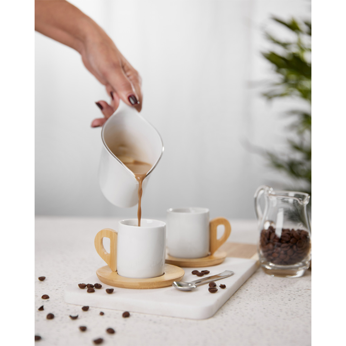 NORDIC MUG ESPRESSO SET 6 PCS PORCELAIN BAMBOO WHI