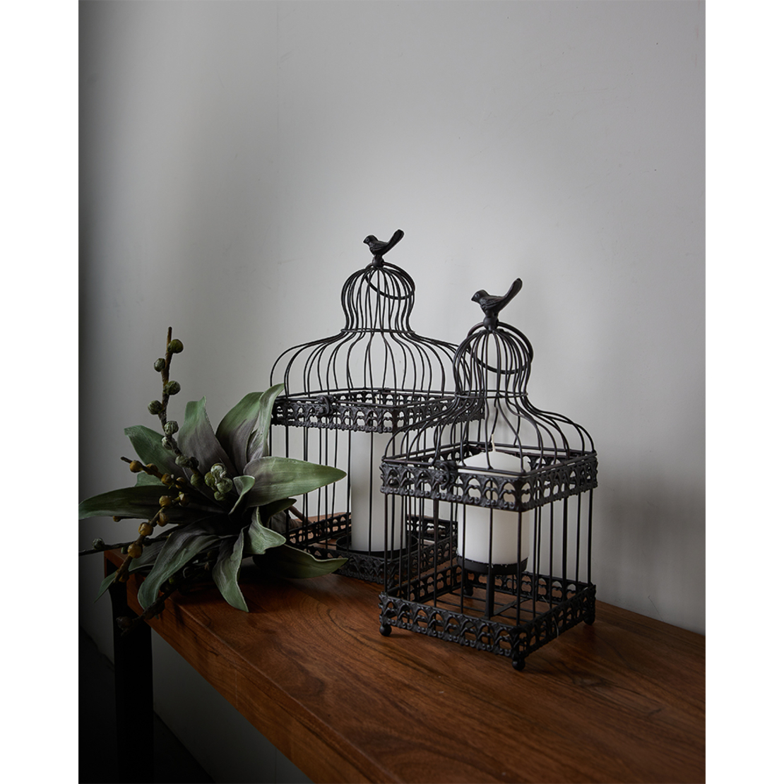 DAISY DECO CAGE SET 2PCS METAL BLACK 20x20xH46cm P