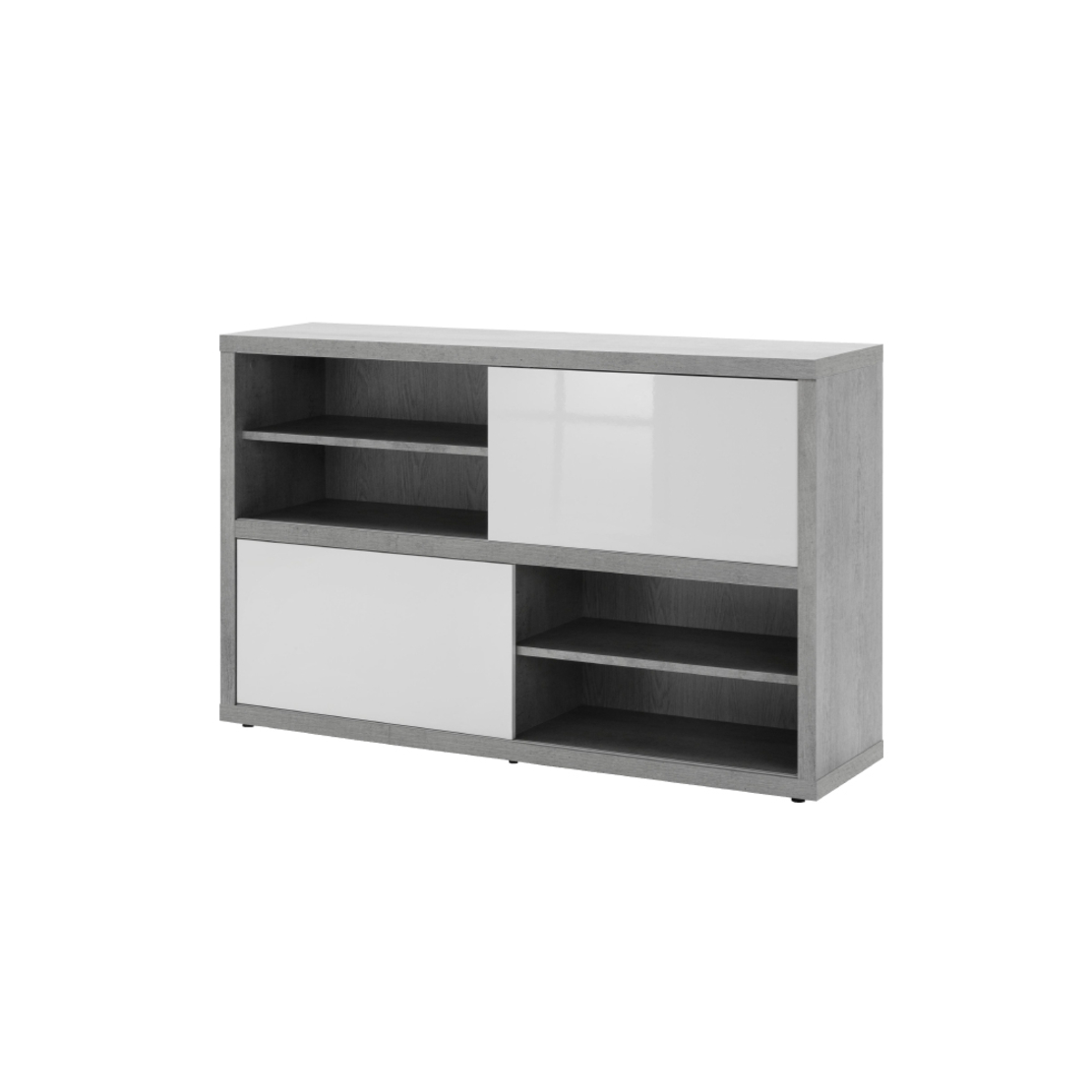 PRATICO BOOKCASE MELAMINE CEMENT WHITE HIGH GLOSS 140x35,6xH87cm E1 EU