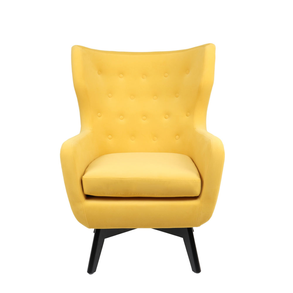 MEGA ARMCHAIR FABRIC YELLOW WOOD RUBBERWOOD BLACK
