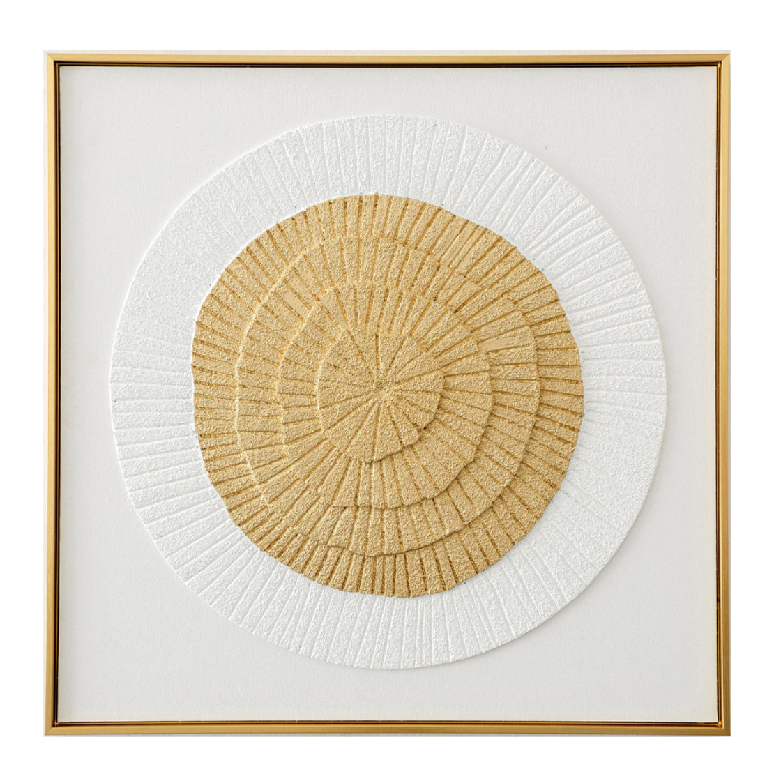 AMBITIUS 1 PAINTING CANVAS GOLD WHITE WOOD FRAME G