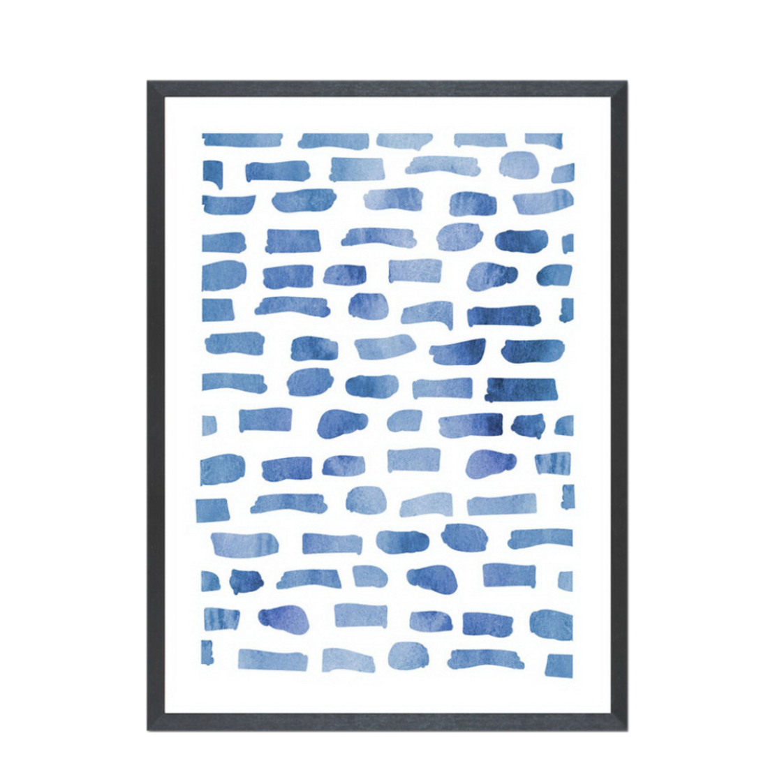 IOS 4 PAINTING CANVAS BLUE WHITE WOOD FRAME BLACK