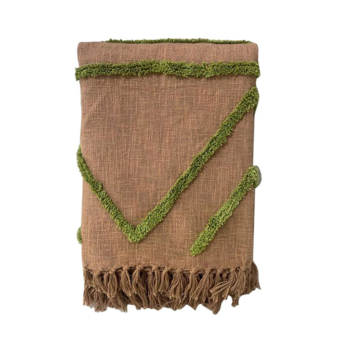 NARSO THROW COTTON POLYESTER TERRACOTTA OLIVE GREE