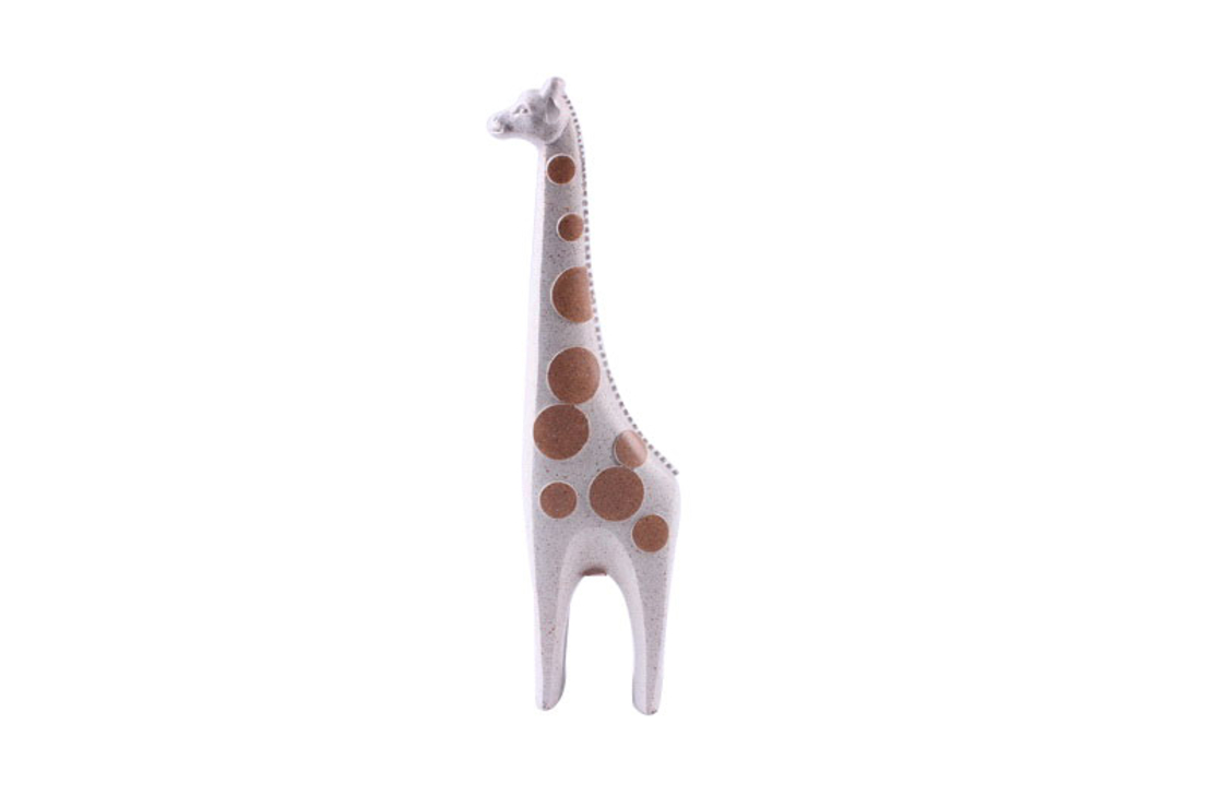 KEMIL DECO GIRAFFE POLYRESIN WHITE BROWN 9x6xH35cm
