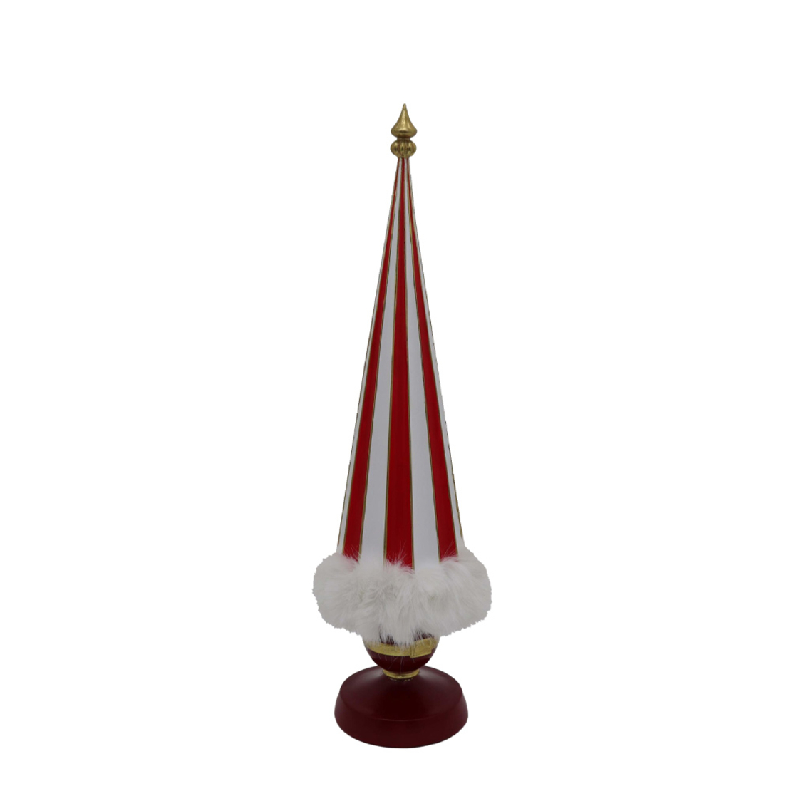 XMAS RED TREE FUR L DECO POLYRESIN WHITE RED GOLD