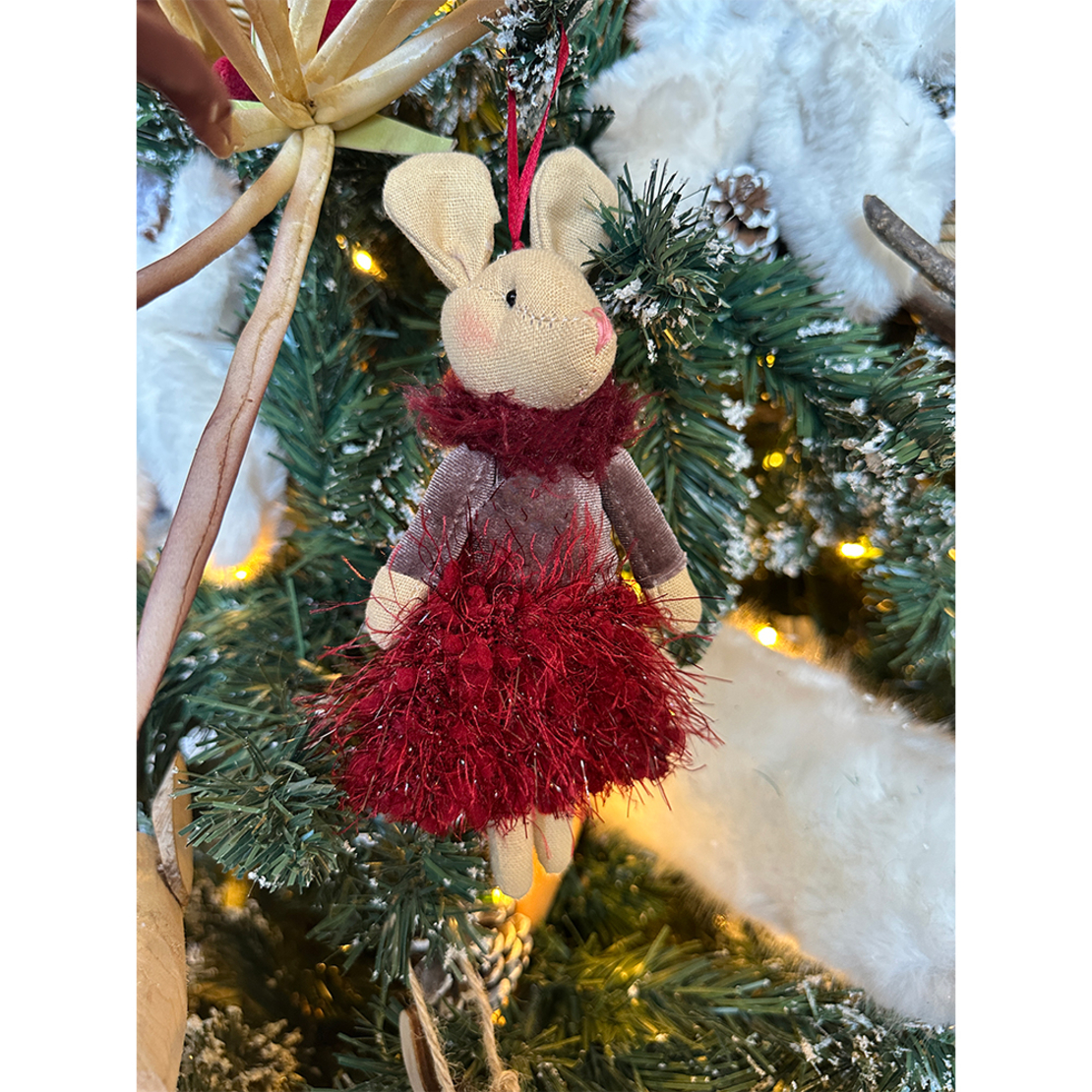 XMAS SPECTRUM MOUSE PENDANT MOUSE FABRIC RED BEIGE