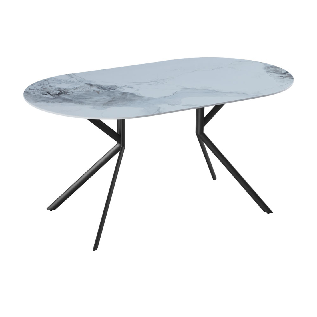 AXIS TABLE CERAMIC OFF WHITE WITH MARBLE PATTERN METAL BLACK PRC
