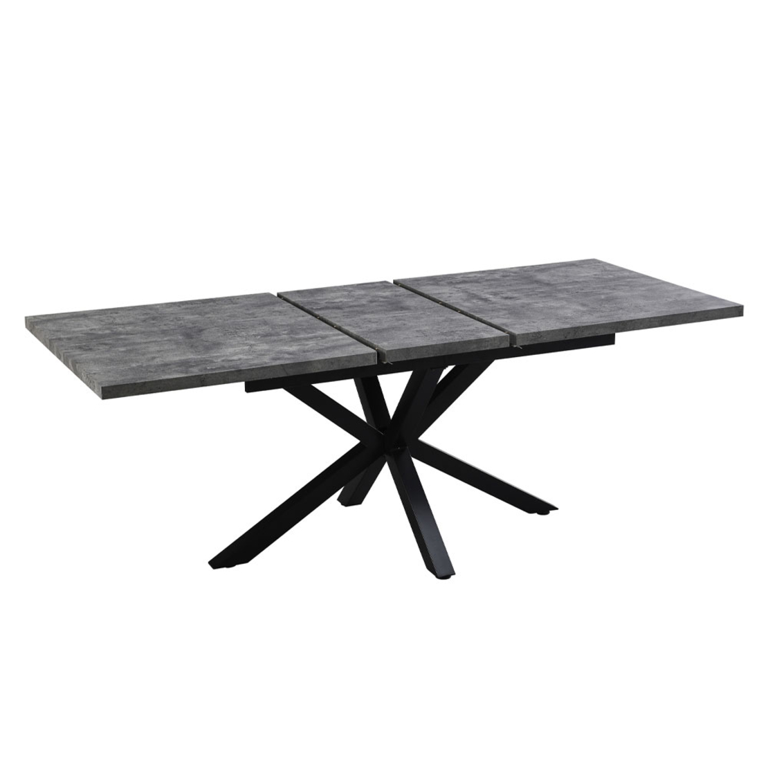 STONE GREY TABLE EXTENDABLE MDF WITH PAPER VENEER CEMENT METAL BLACK PRC