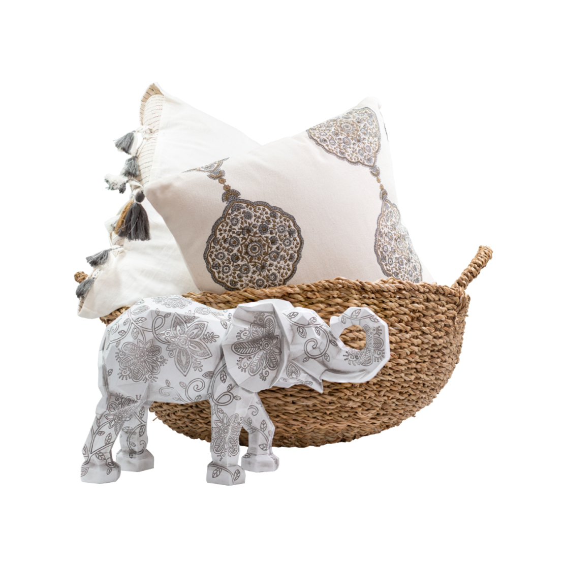 AMMOS 3 DECOR CUSHION FABRIC COTTON BEIGE BROWN 45