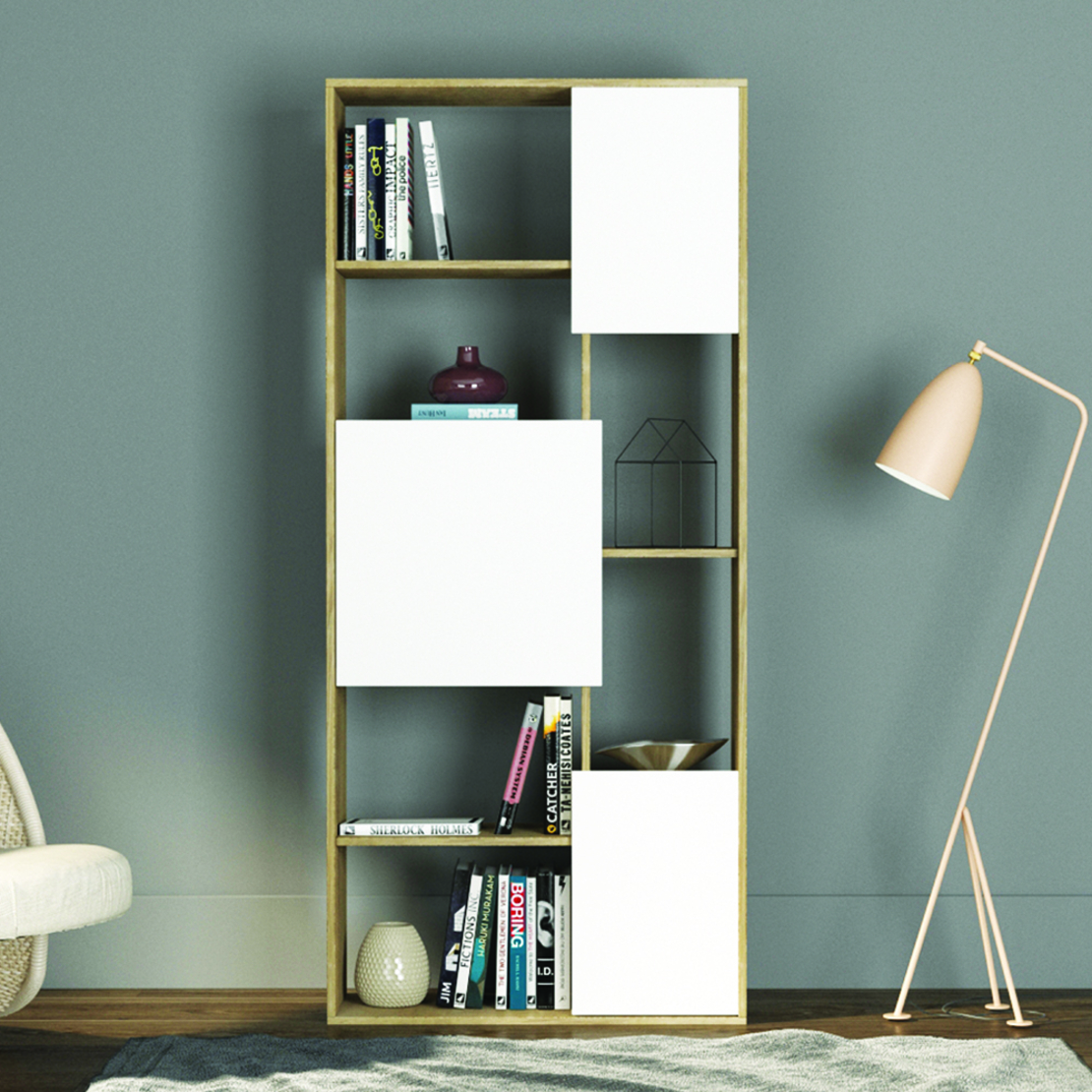 BOX BOOKCASE MELAMINE SONOMA WHITE 80x30xH180cm E1 EU