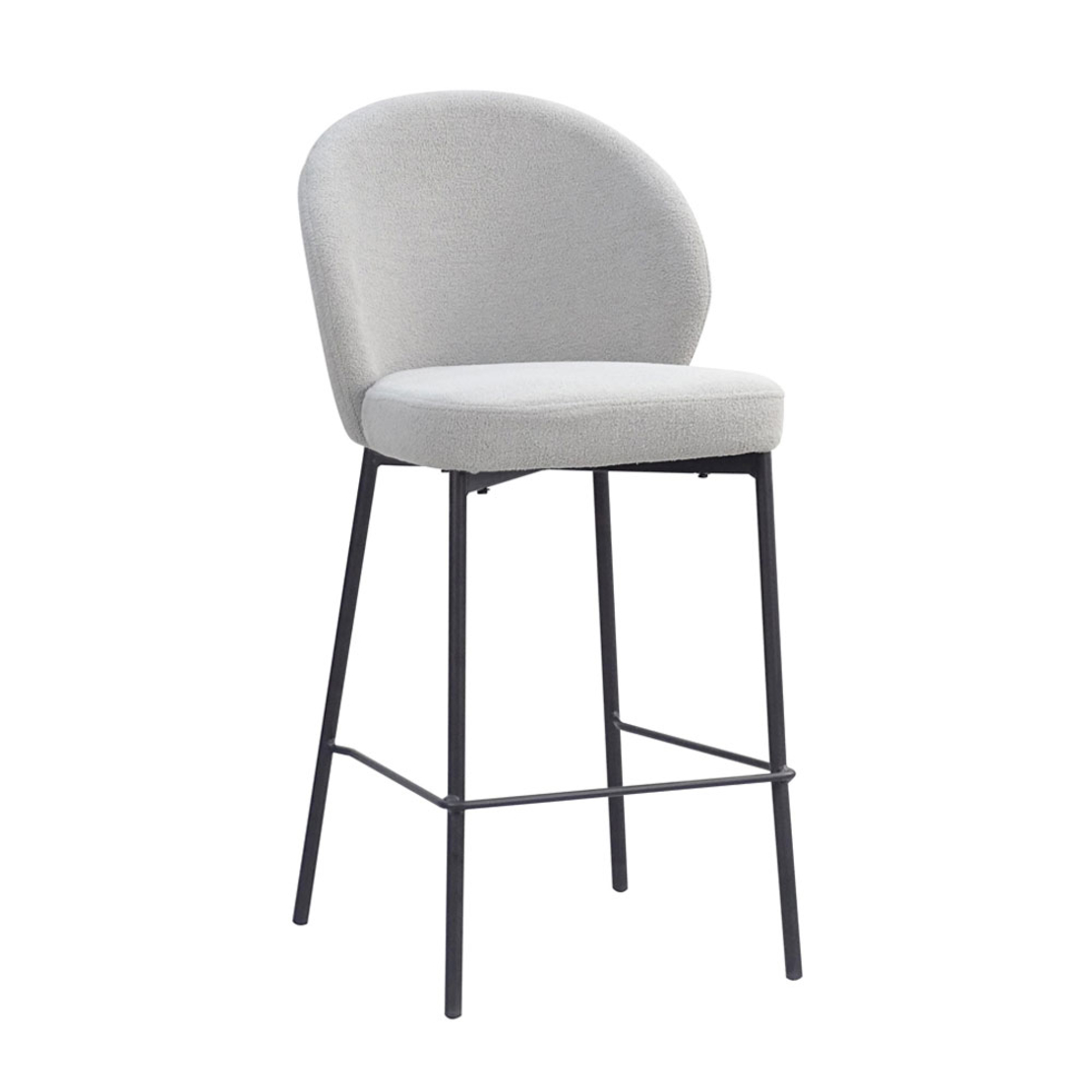 LUNE STOOL BAR FABRIC GREY METAL BLACK PRC