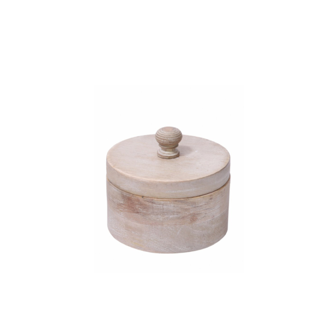 AKAN STORAGE JAR WITH LID WOOD MANGO WHITE WASHED