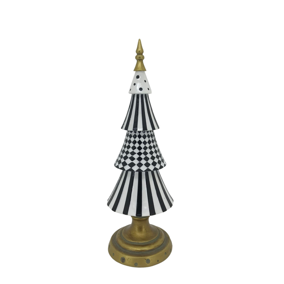 XMAS ABSTRACT TREE L DECO POLYRESIN WHITE BLACK GO