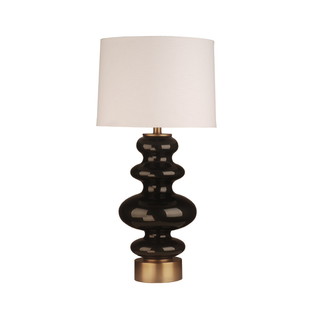 WHITLEY LAMP TABLE GLASS LINEN BLACK GOLD WHITE 38