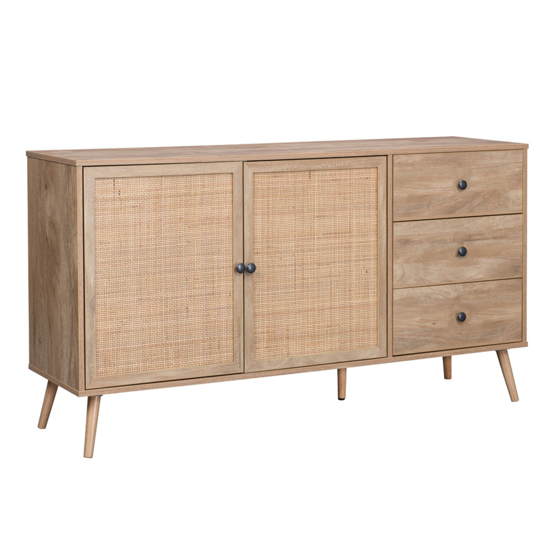 AMMOS SIDEBOARD 3DRAWERS CHIPBOARD WITH MELAMINE CARTA NATURAL WITH RATTAN 150x39xH79cm E1 PRC