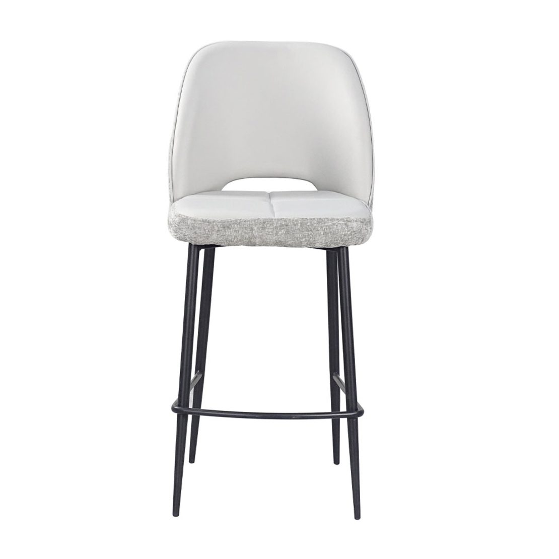 BOUTON STOOL BAR FABRIC GREY LIGHT METAL BLACK PRC