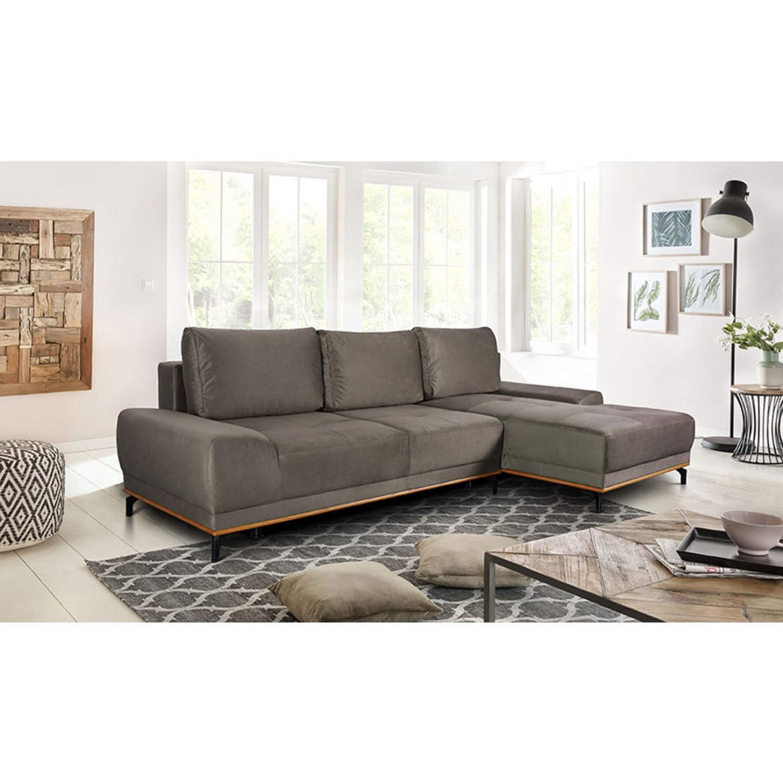 NATURA SOFA BED CORNER RIGHT EASY CLEAN FABRIC TAUPE E1 EU