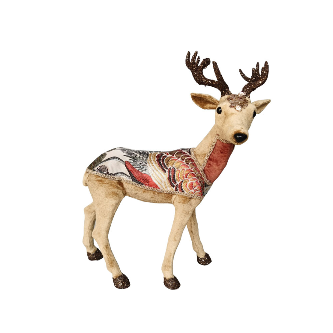 XMAS DASHER BROCADE BB REINDEER FOAM FABRIC MULTICO