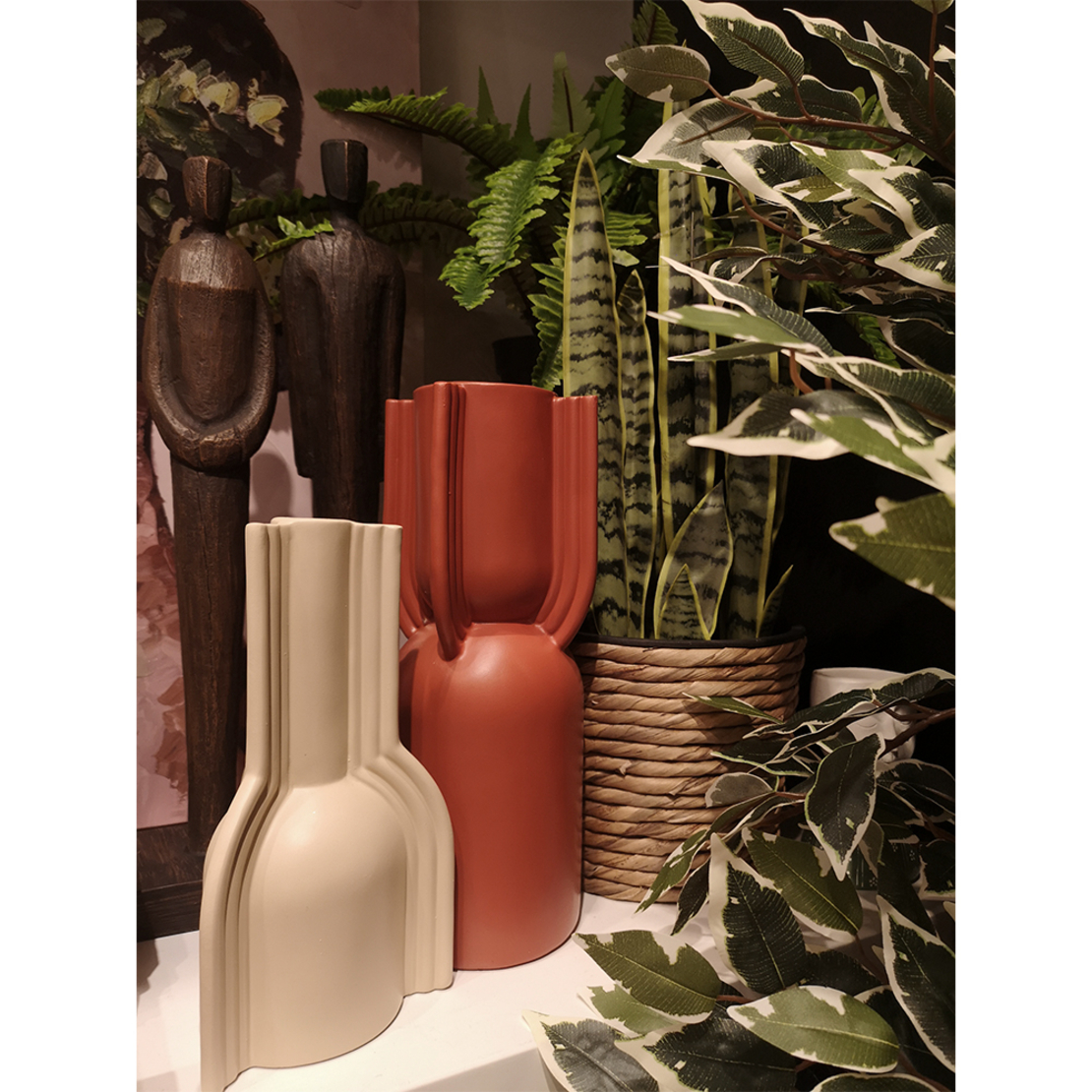 NORDI VASE POLYRESIN TERRACOTTA 12x12xH32cm PRC