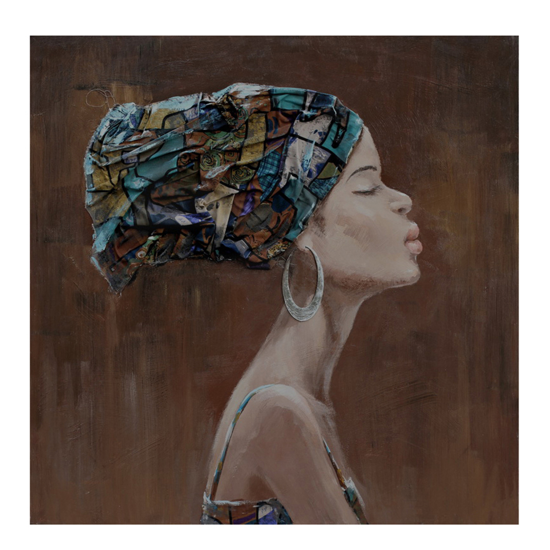 HYPNOSE PAINTING CANVAS MULTICOLOR WOOD 90x90xH3,5