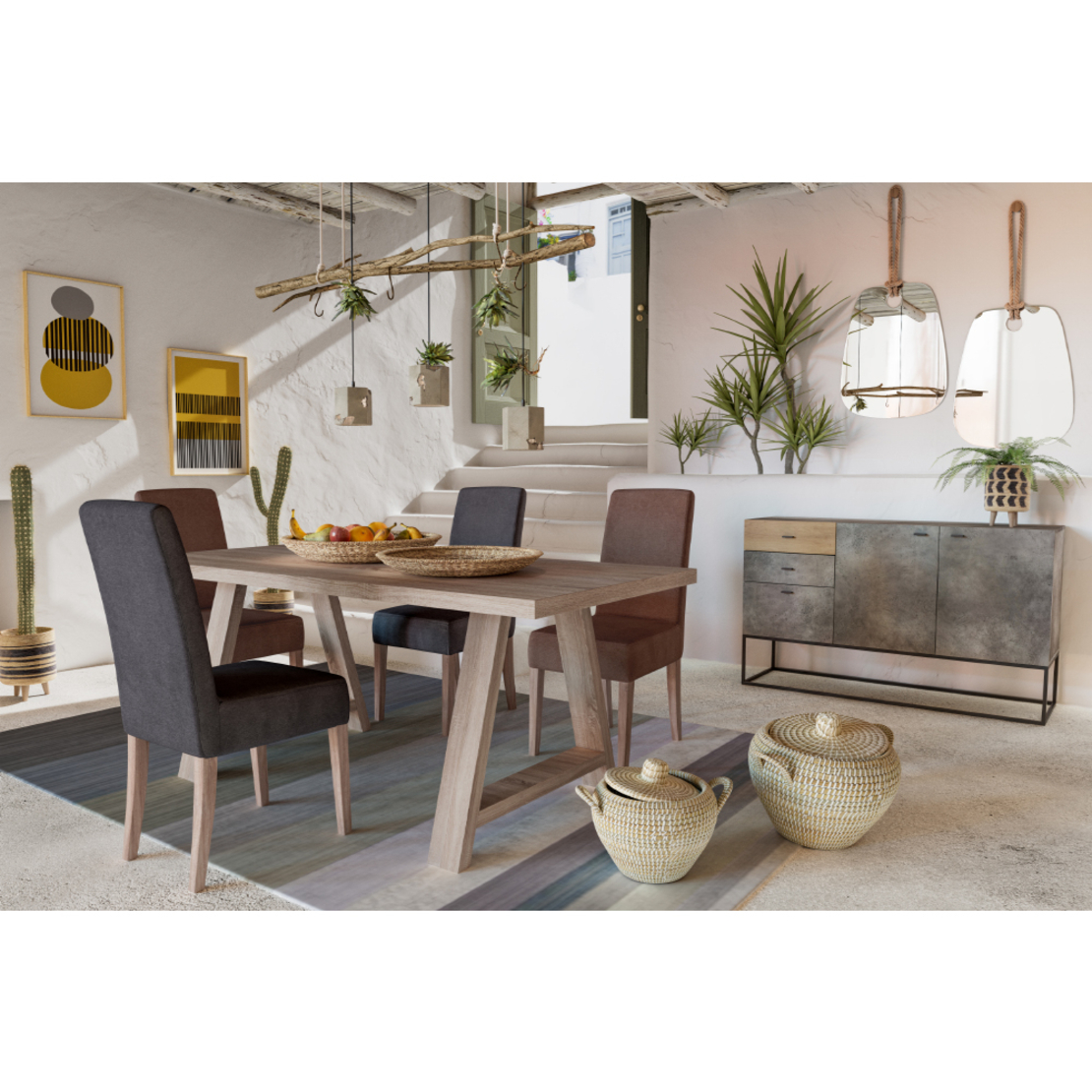 DELTA SIDEBOARD MELAMINE CEMENT METAL BLACK 136x41xH82cm E1 PRC