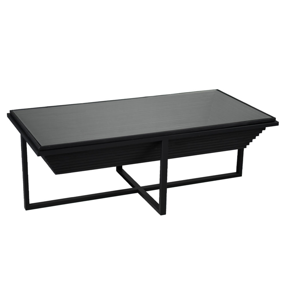 CHEOPS COFFEE TABLE WOOD BLACK METAL BLACK 120x60x