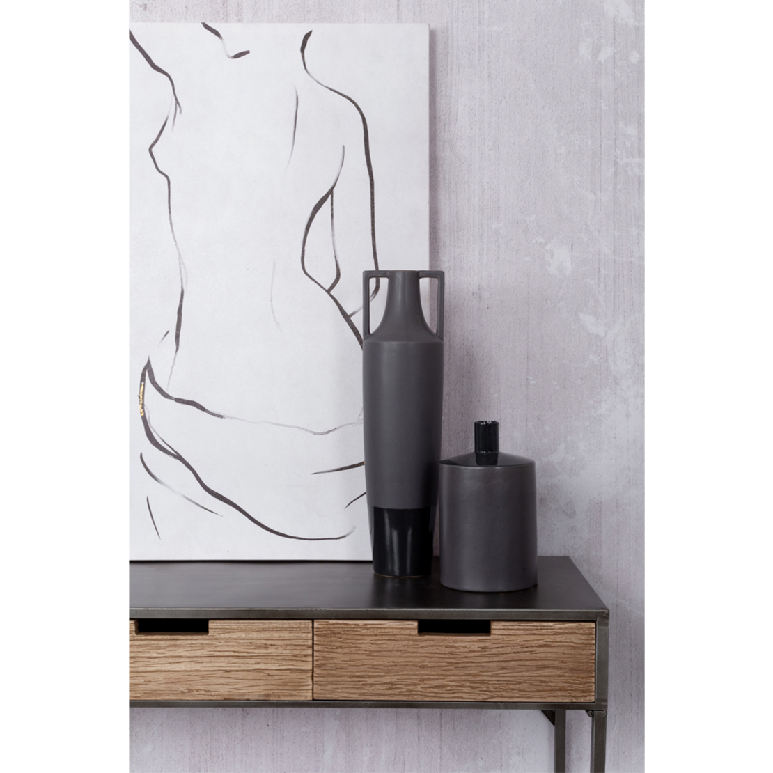 AIMA VASE CERAMIC ANTRACITE MATTE SILVER GUN 13,5x