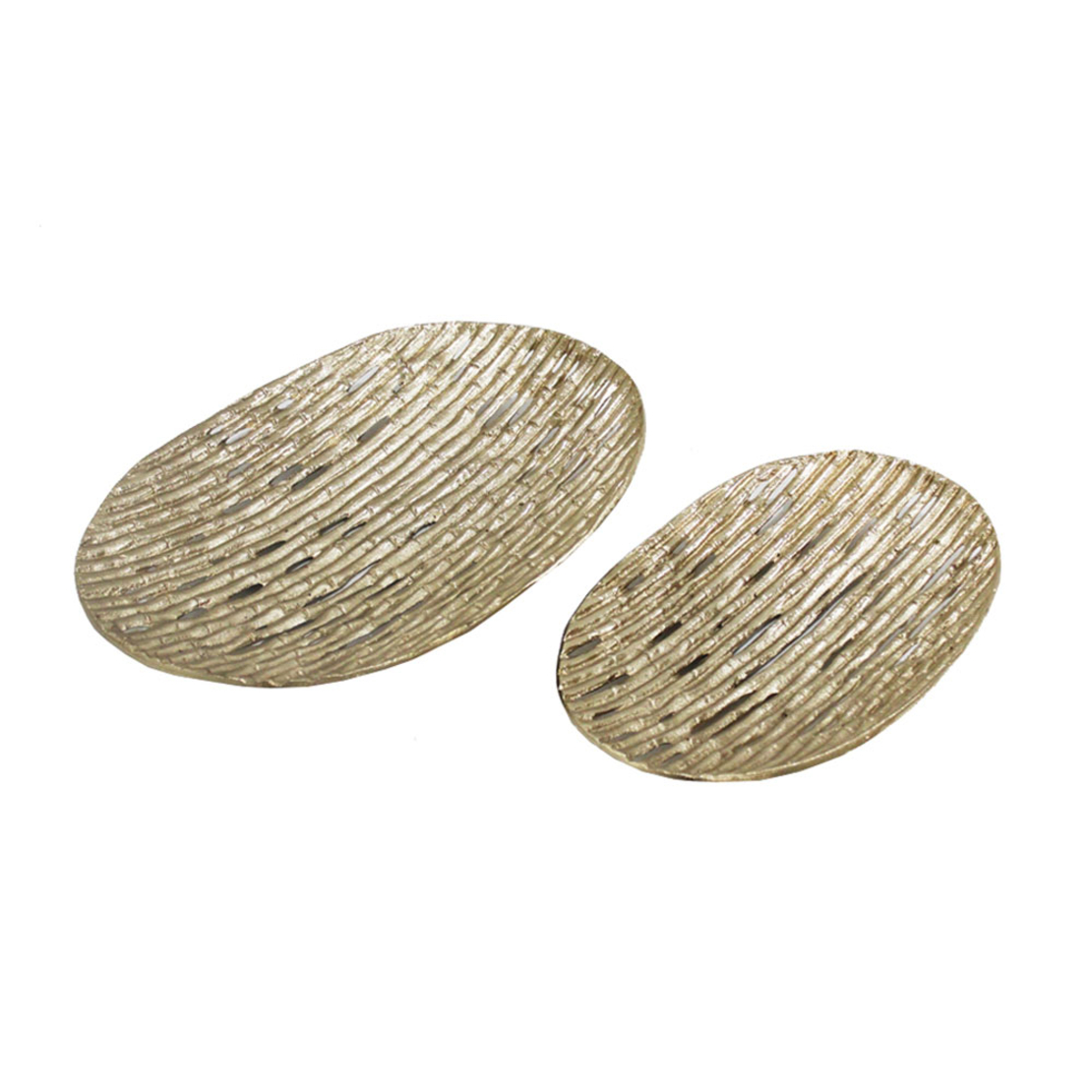 REED OVAL TRAY SET 2PCS ALUMINIUM GOLD 45/37x30/23