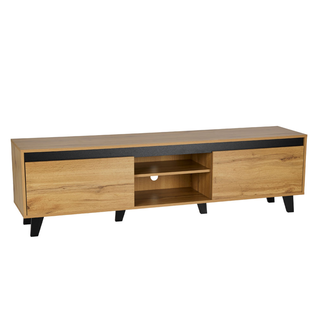 ARABICA TV STAND CHIPBOARD WITH MELAMINE SONOMA BLACK METAL BLACK 170x38xH49cm E1 PRC