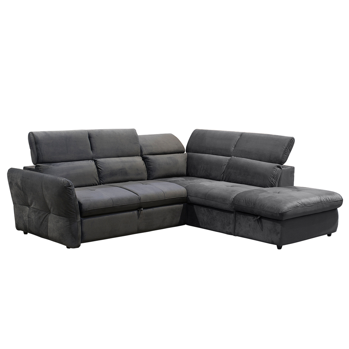 MONSERAT SOFA BED CORNER RIGHT EASY CLEAN FABRIC ANTHRACITE E1 EU