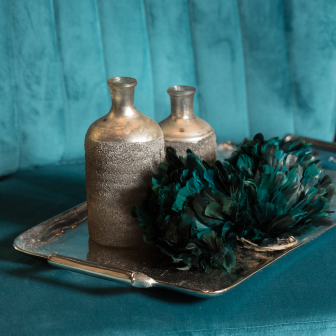 FLAT TRAY ALUMINIUM SILVER 49x26xH4cm IN