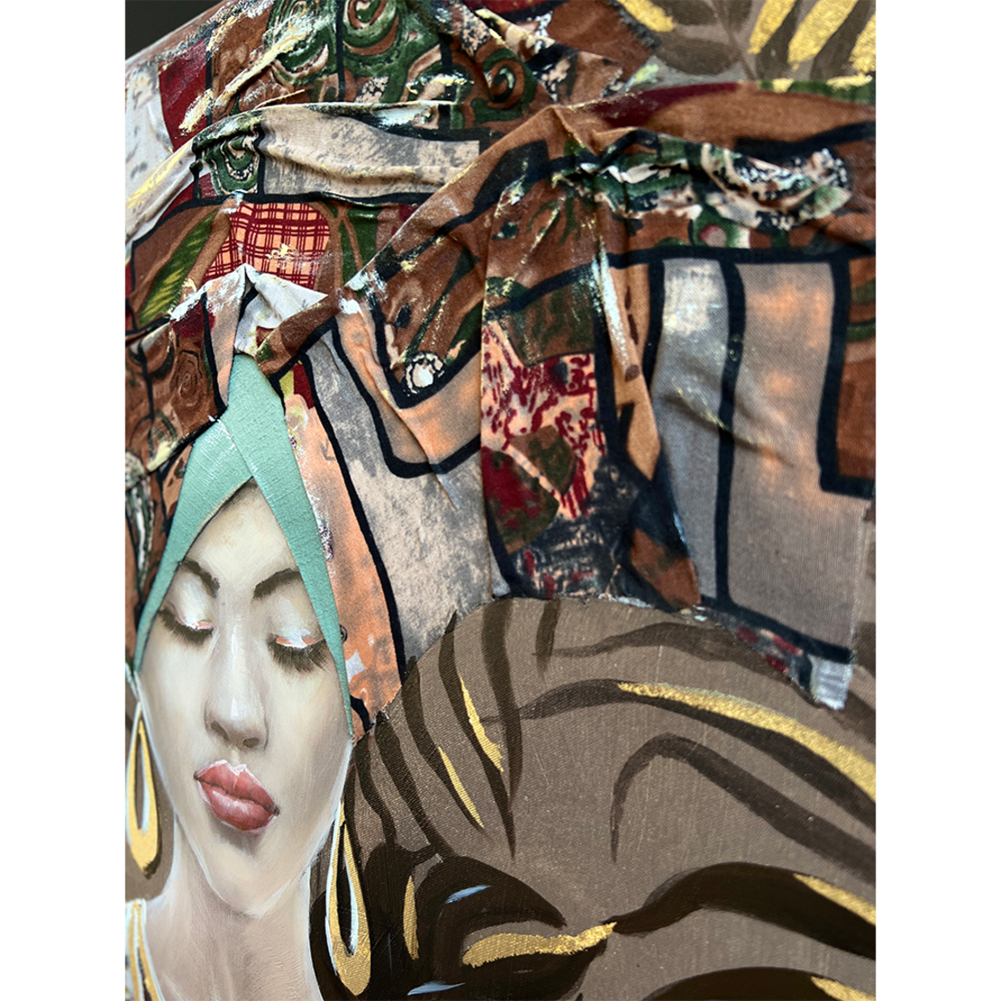 JUNGLE LADY 2 PAINTING CANVAS MULTICOLOR WOOD 76x1