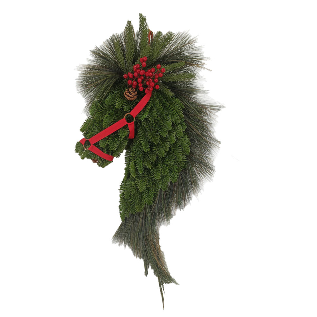 XMAS HORSE HEAD 86 A DECO GREEN RED 45x3xH86cm PRC