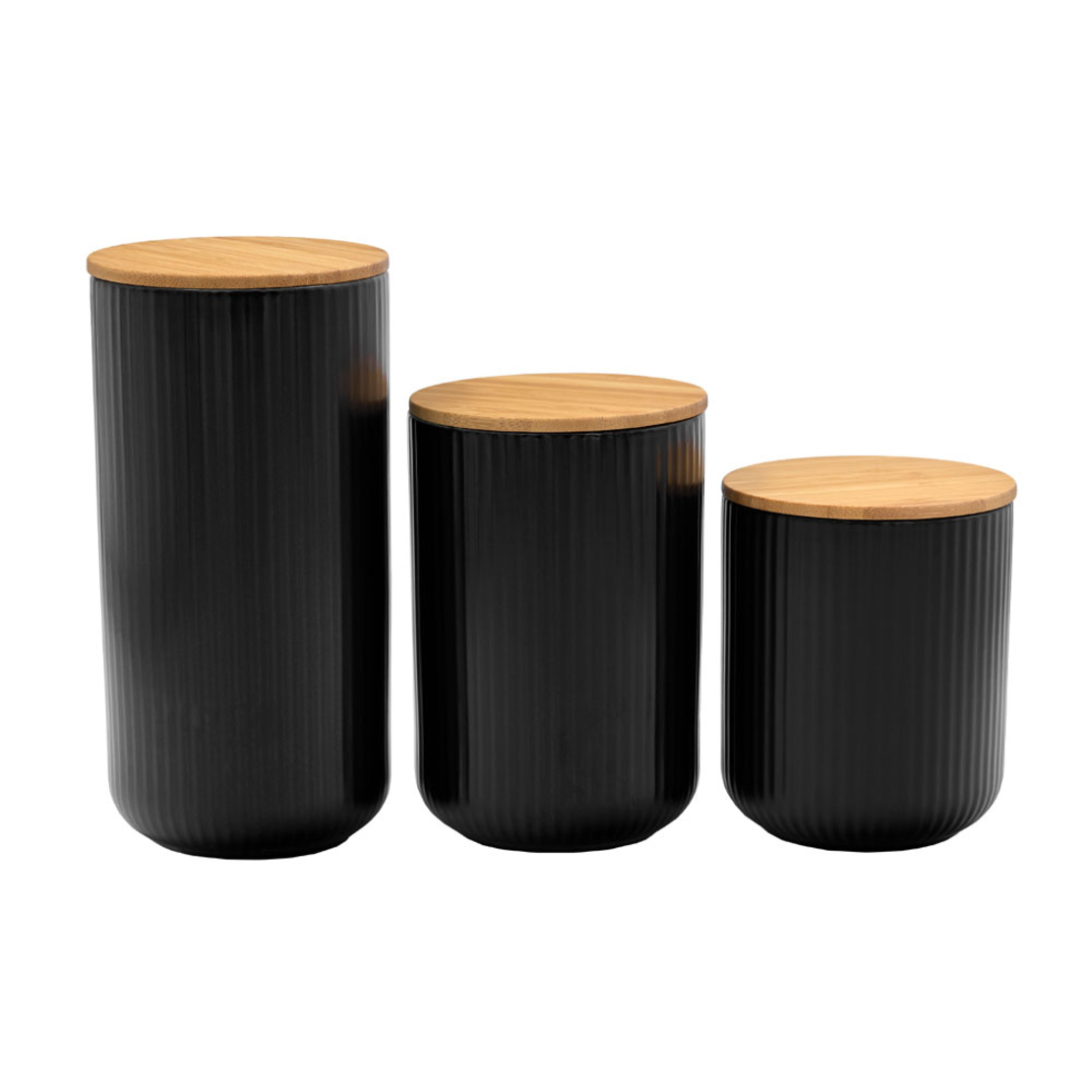 RIPPLE STORAGE JAR WITH LID PORCELAIN BAMBOO BL