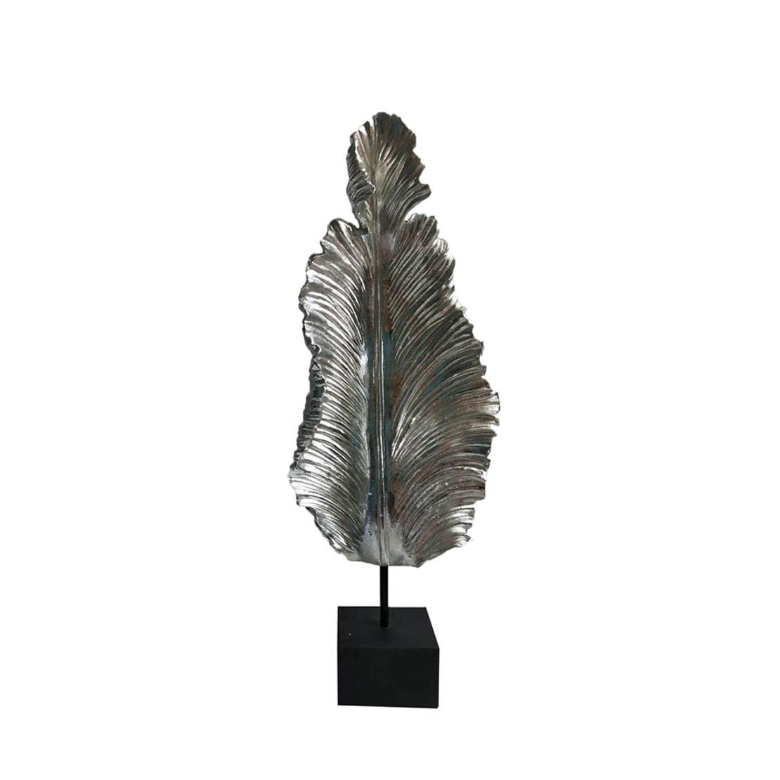 FILO DECO LEAF POLYRESIN SILVER BLACK 24x12xH62cm