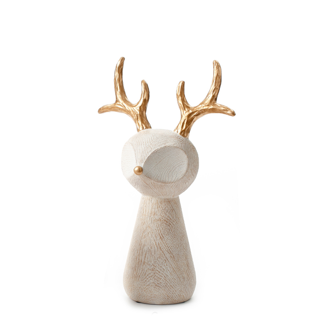XMAS CUTE DEER M DECO POLYRESIN BEIGE GOLD 22x12xH