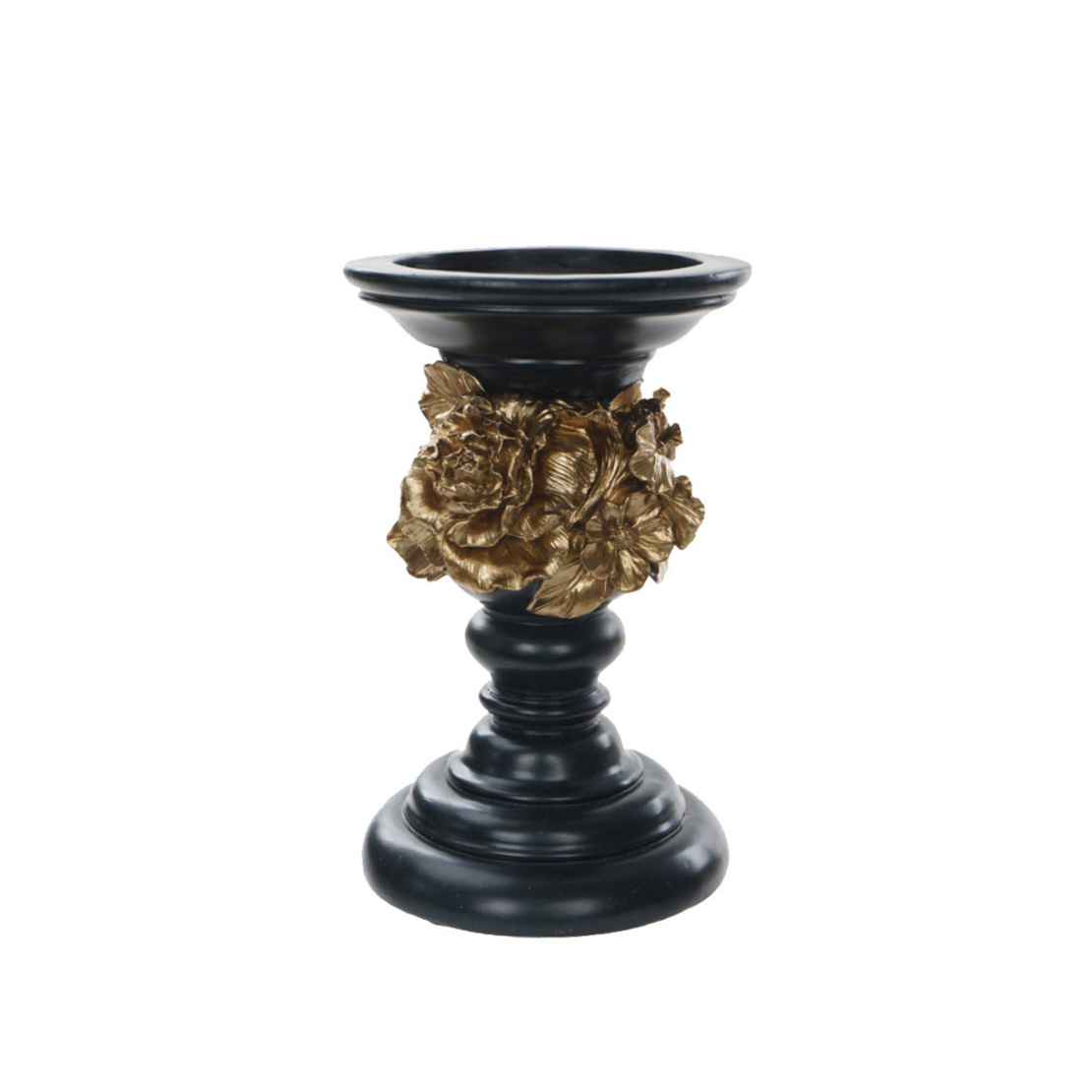 SANZIA CANDLE HOLDER POLYRESIN BLACK GOLD D14,5xH2