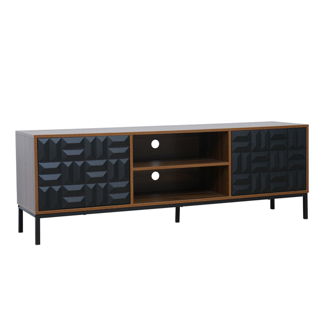 ZUMA TV STAND MELAMINE WALNUT BLACK METAL 160x40xH