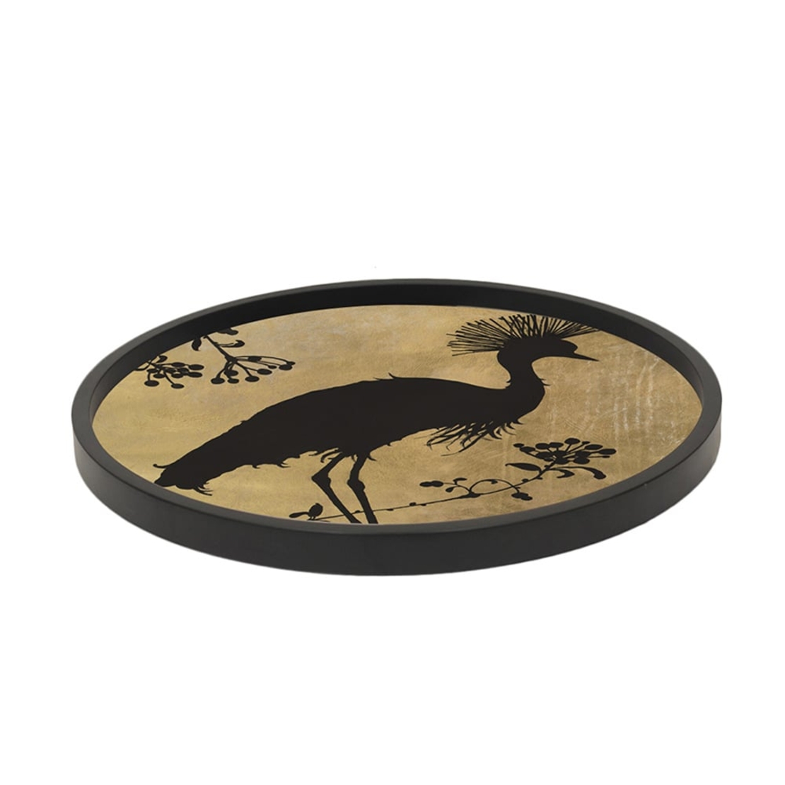 GOLD BIRD TRAY MDF BLACK GOLD D40xH3,5cm E1 PRC